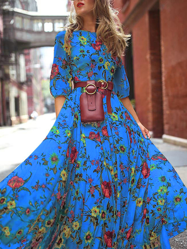 Bohemian Holiday Dress Floral printed-chiquechics