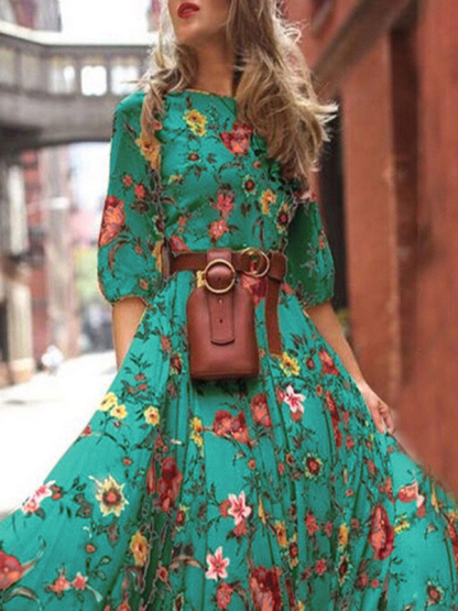 Bohemian Holiday Dress Floral printed-chiquechics