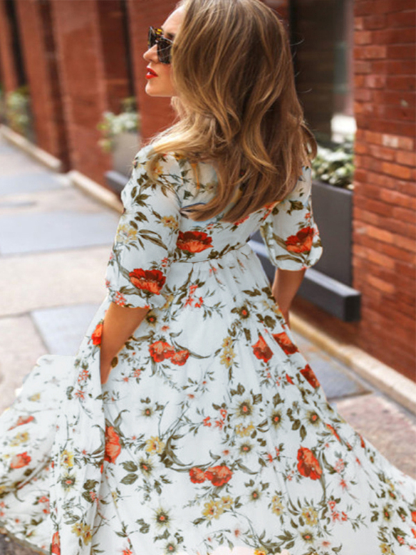 Bohemian Holiday Dress Floral printed-chiquechics