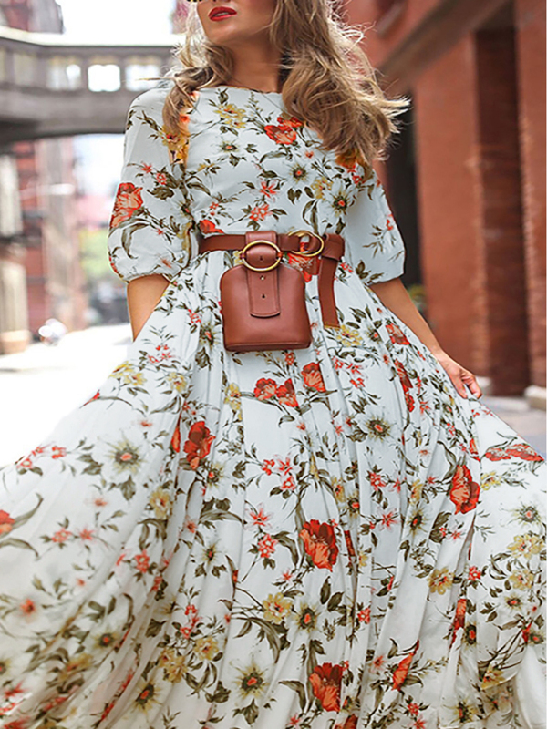 Bohemian Holiday Dress Floral printed-chiquechics