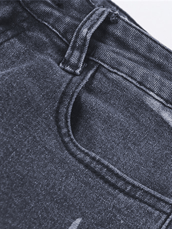 Ladies Zip Fly High Waist Washed White Slim Jeans-chiquechics