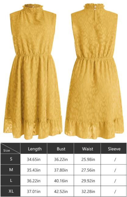 Ladies Spring Summer Fashion Chiffon Lace Jacquard Dress-chiquechics