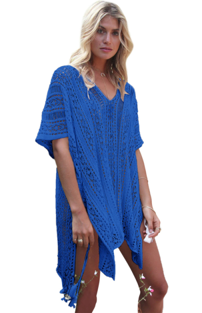 Crochet Knitted Tassel Tie Kimono Beachwear-chiquechics