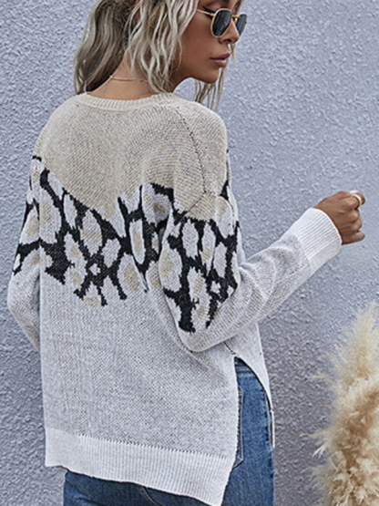 top zebra pattern long sleeve fashion loose sweater women autumn-chiquechics