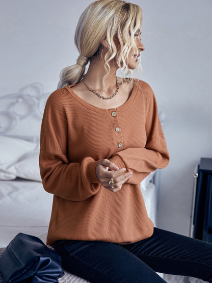 Casual Solid Color Long Sleeve Knit Sweater Thin Section-chiquechics