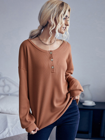 Casual Solid Color Long Sleeve Knit Sweater Thin Section-chiquechics