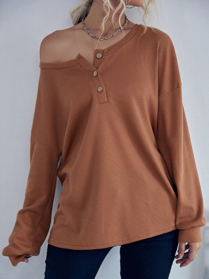 Casual Solid Color Long Sleeve Knit Sweater Thin Section-chiquechics