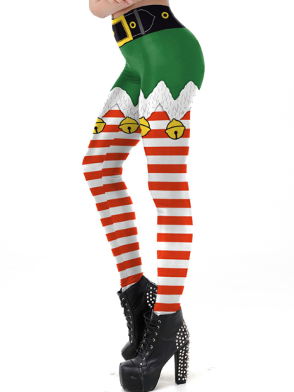 Women's Christmas Print Skinny Mid-Rise Leggings