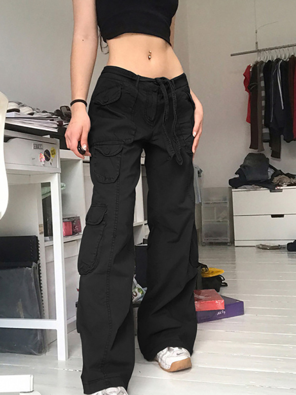 Women's Casual Vintage Workwear Wide Leg Loose Straight Jeans-chiquechics