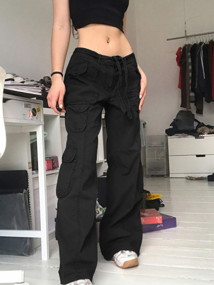 Women's Casual Vintage Workwear Wide Leg Loose Straight Jeans-chiquechics
