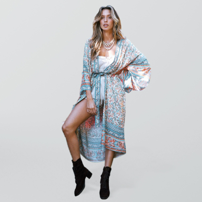 Cotton Printed Cardigan Vacation Casual Beach Overshirt-chiquechics