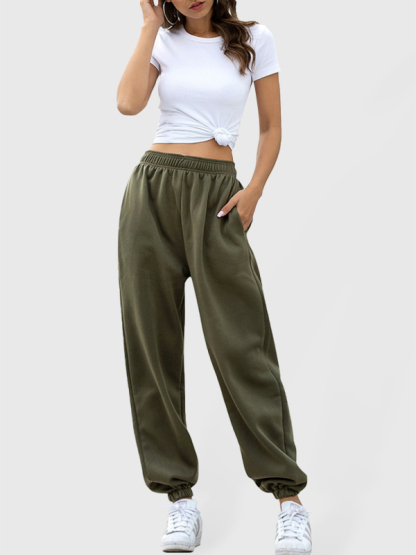 Casual sports basic loose legged pants-chiquechics