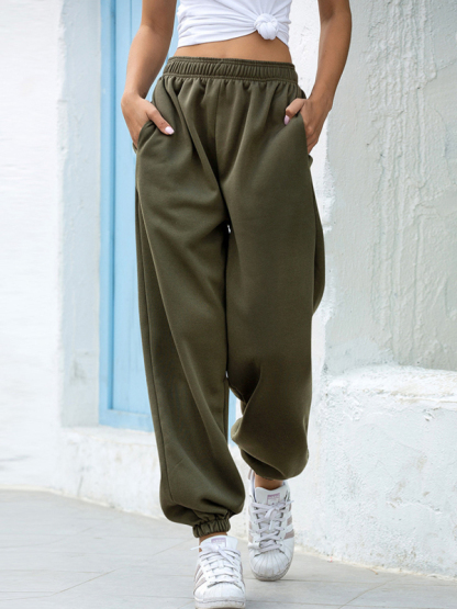 Casual sports basic loose legged pants-chiquechics
