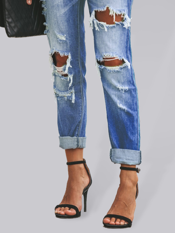 New casual washed ripped straight leg street style jeans-chiquechics