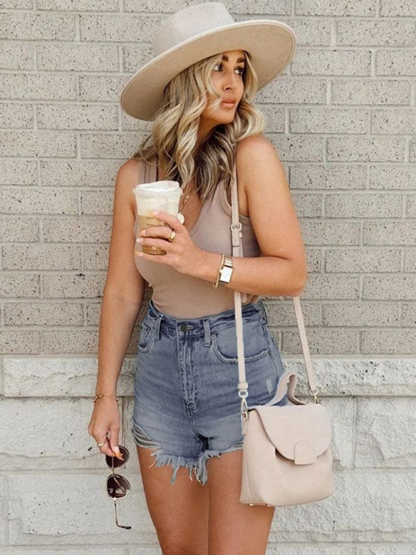 Ripped Casual Denim Shorts High Waist Looks Slim-chiquechics