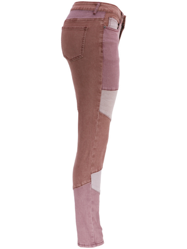 Women's Two-color Stitching Street Wash High Waist Skinny Jeans-chiquechics
