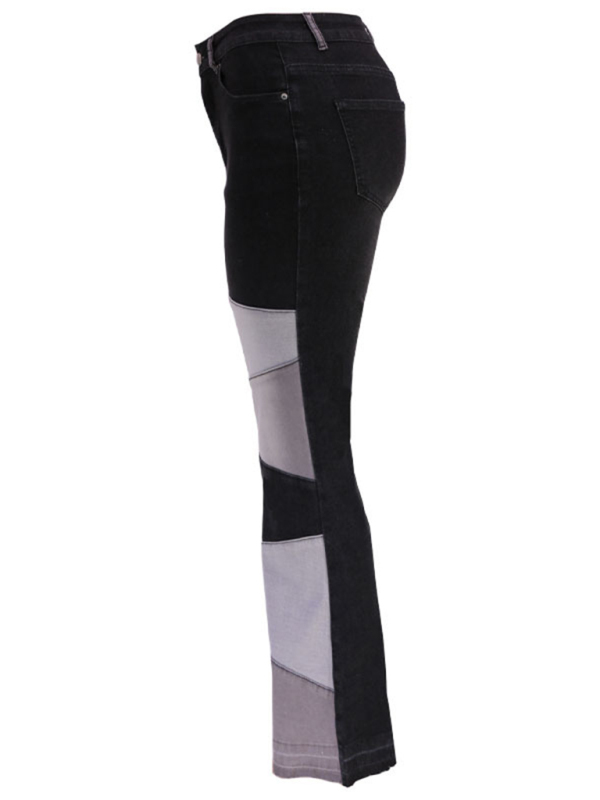 Women's two-color splicing street washed flared jeans-chiquechics