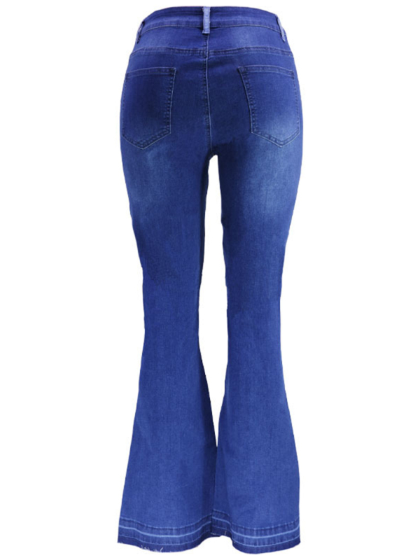 Women's two-color splicing street washed flared jeans-chiquechics