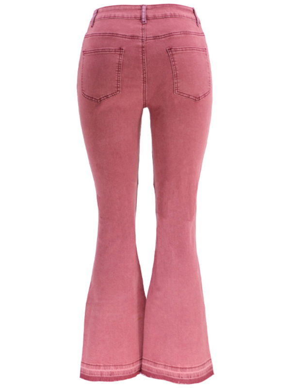 Women's two-color splicing street washed flared jeans-chiquechics