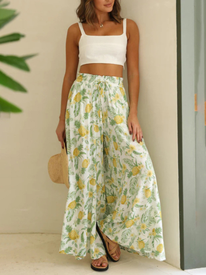 Leisure style spring-summer woven knit pants with slant pockets-chiquechics