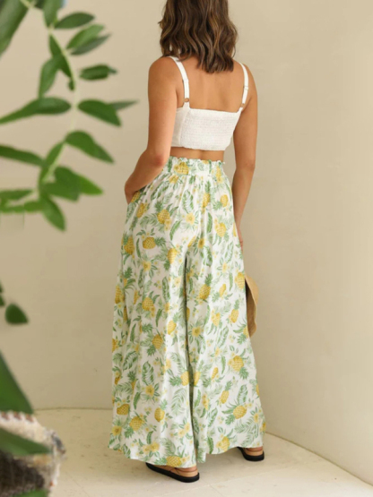 Leisure style spring-summer woven knit pants with slant pockets-chiquechics