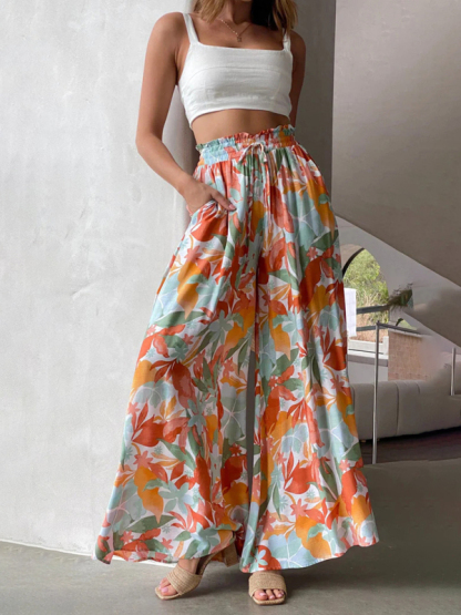 Leisure style spring-summer woven knit pants with slant pockets-chiquechics