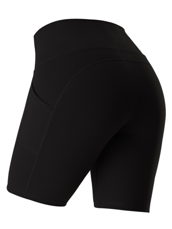 Ladies Stitching Five Point Sports Pocket Tight Fitness High Waist Hip Lifting Cycling Yoga Shorts-chiquechics