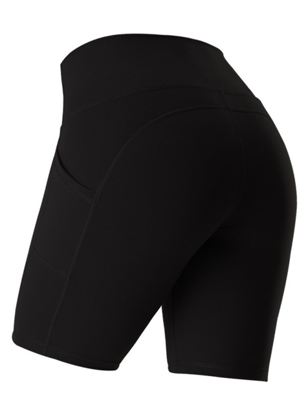 Ladies Stitching Five Point Sports Pocket Tight Fitness High Waist Hip Lifting Cycling Yoga Shorts-chiquechics