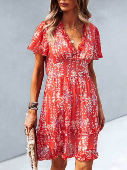 Casual all-match spring and summer sexy short dress-chiquechics