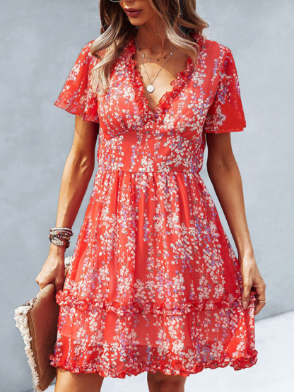 Casual all-match spring and summer sexy short dress-chiquechics