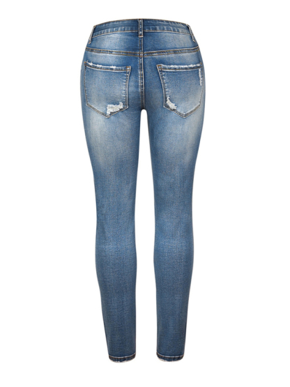 Denim Slim Ripped High Stretch Ladies Denim Trousers-chiquechics