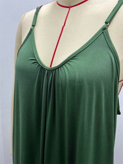 Trousers solid color side pocket loose casual suspender jumpsuit-chiquechics