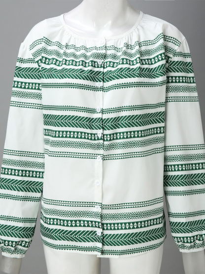 Casual striped printed shirt women's tops women's clothing-chiquechics