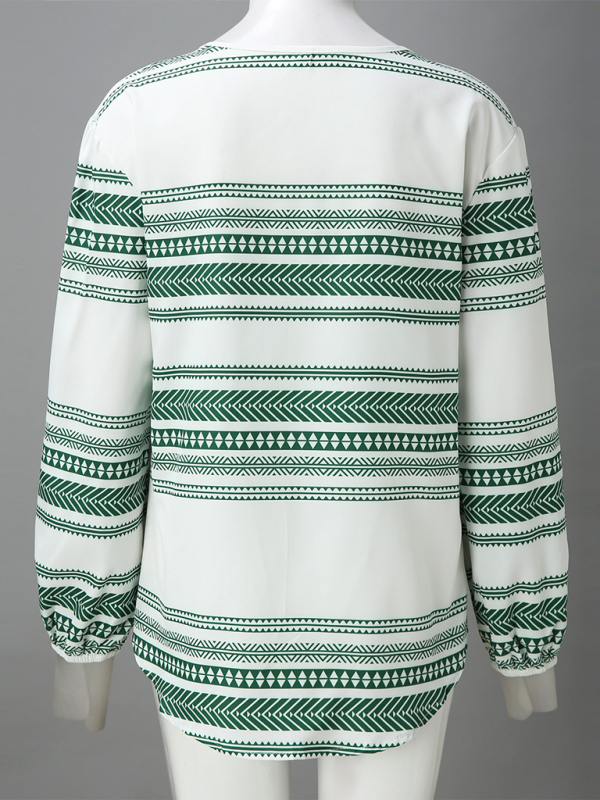 Casual striped printed shirt women's tops women's clothing-chiquechics