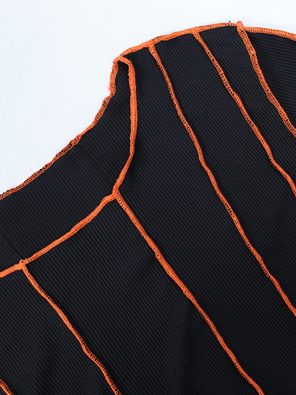 New style small pit strip round neck reverse car edge dress-chiquechics