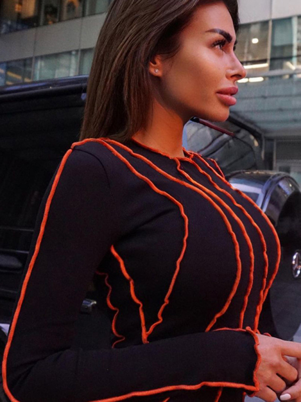 New style small pit strip round neck reverse car edge dress-chiquechics