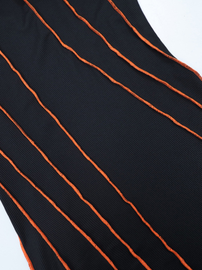 New style small pit strip round neck reverse car edge dress-chiquechics