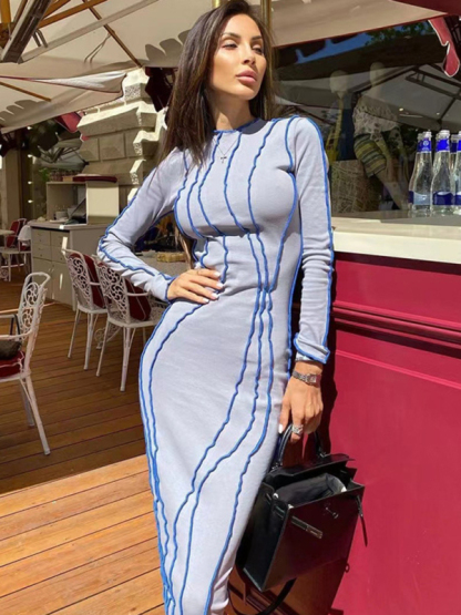 New style small pit strip round neck reverse car edge dress-chiquechics