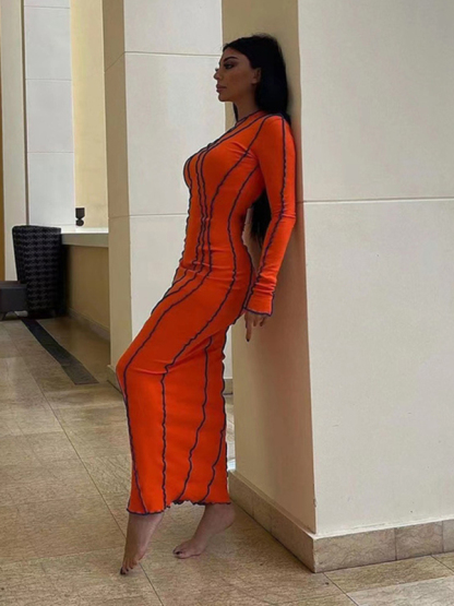 New style small pit strip round neck reverse car edge dress-chiquechics
