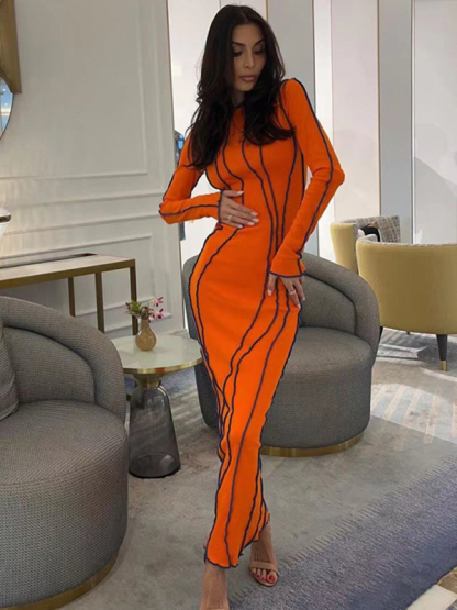 New style small pit strip round neck reverse car edge dress-chiquechics