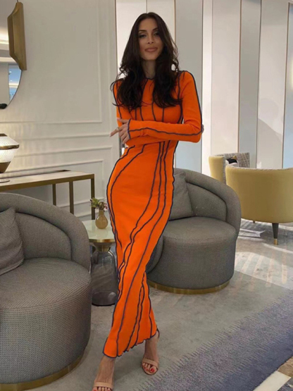 New style small pit strip round neck reverse car edge dress-chiquechics
