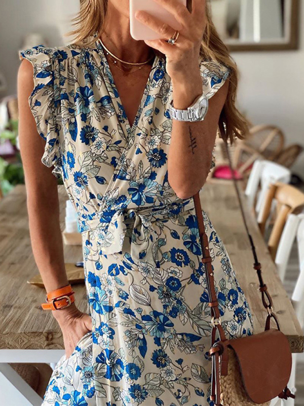 Floral Casual Holiday Sexy Print Dress-chiquechics