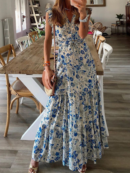 Floral Casual Holiday Sexy Print Dress-chiquechics