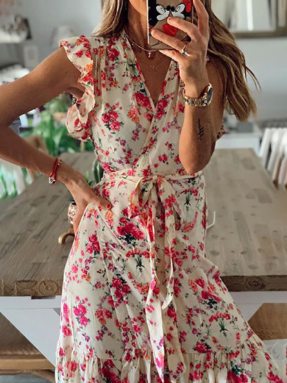 Floral Casual Holiday Sexy Print Dress-chiquechics