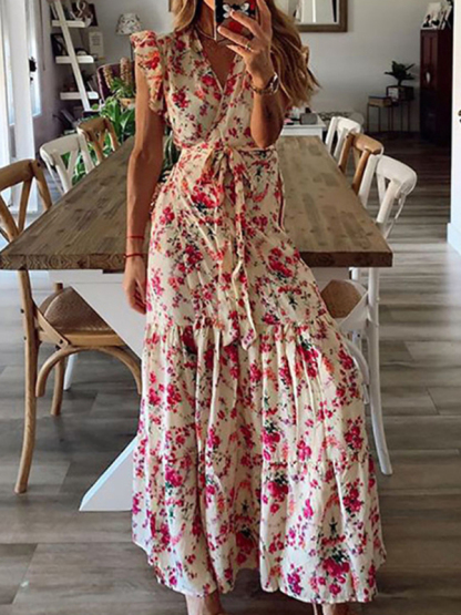 Floral Casual Holiday Sexy Print Dress-chiquechics