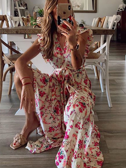 Floral Casual Holiday Sexy Print Dress-chiquechics