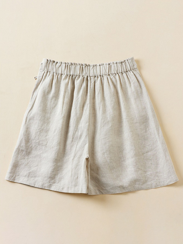 Women's Woven Cotton Linen Baggy Shorts-chiquechics