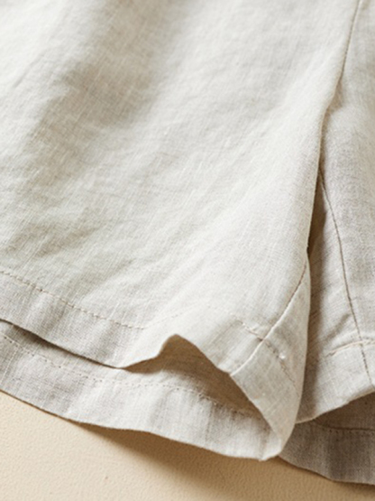 Women's Woven Cotton Linen Baggy Shorts-chiquechics