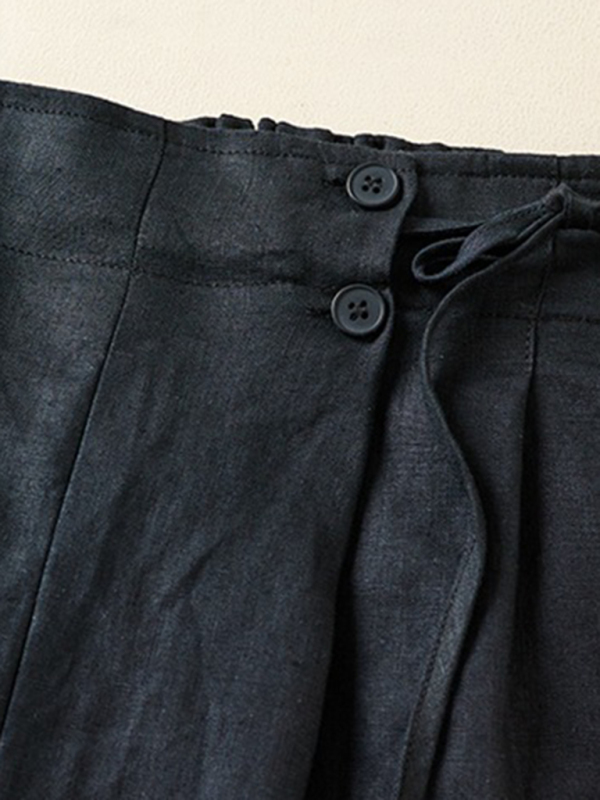 Women's Woven Cotton Linen Baggy Shorts-chiquechics