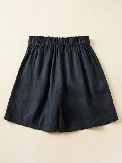 Women's Woven Cotton Linen Baggy Shorts-chiquechics
